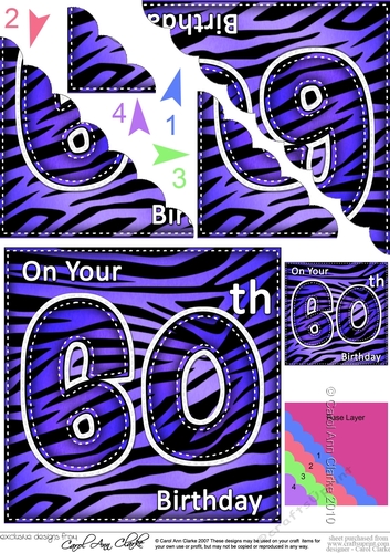 Fun Zebra Striped 60th Birthday Scalloped Corner Stacker