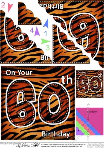 Fun Zebra Striped 60th Birthday Scalloped Corner Stacker