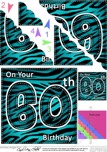 Fun Zebra Striped 60th Birthday Scalloped Corner Stacker