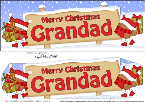 Large DL Merry Christmas GRANDAD with Robins 3D decoupage