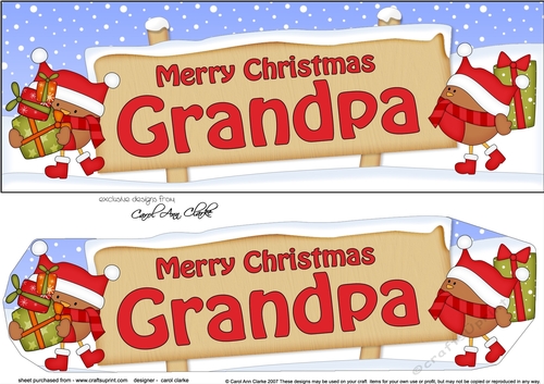 Large DL Merry Christmas GRANDPA with Robins 3D decoupage