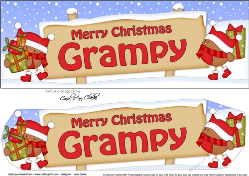 Large DL Merry Christmas GRAMPY with Robins 3D decoupage