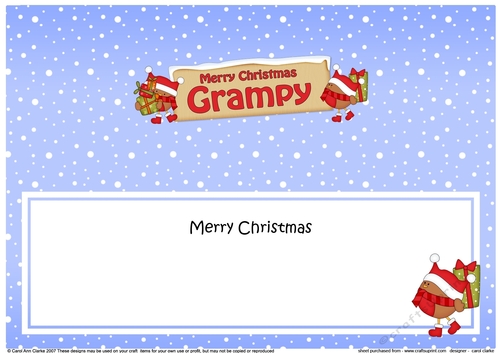 Large DL Merry Christmas GRAMPY with Robins insert