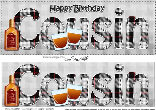 Large DL Happy Birthday COUSIN 3D decoupage