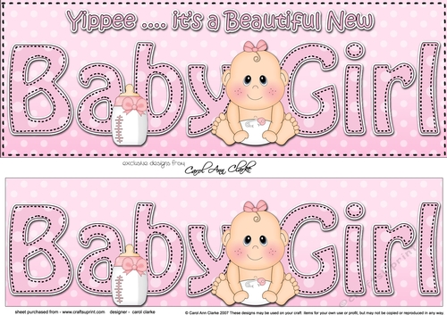 Large DL YIPPEE ... ITS A BEAUTIFUL NEW BABY GIRL 3D decoupage