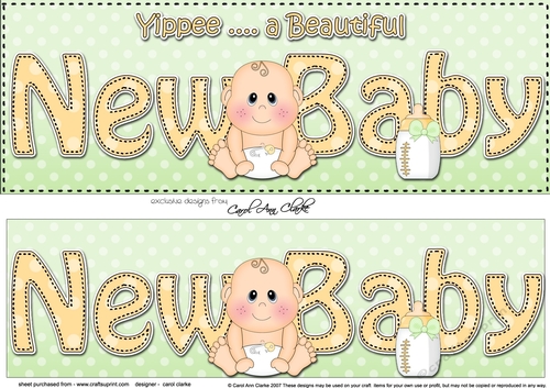 Large DL YIPPEE ... A BEAUTIFUL NEW BABY 3D decoupage