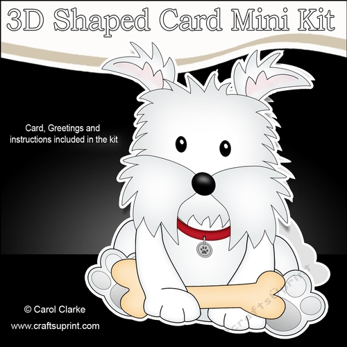 3D Shaped Card  Kit - Little Westie Dog Jock