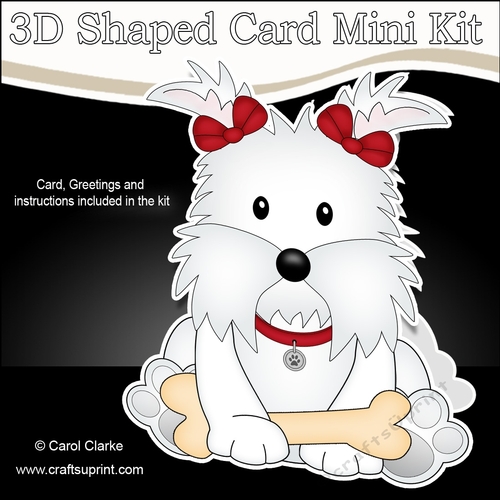 3D Shaped Card  Kit - Little Westie Dog Jess