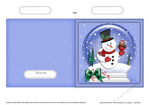 Christmas Snowglobe Quick Cut & Fold Card - Cute Snowman