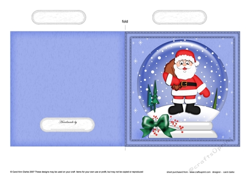 Christmas Snowglobe Quick Cut & Fold Card - Santa
