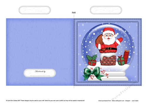 Christmas Snowglobe Quick Cut & Fold Card - Santa