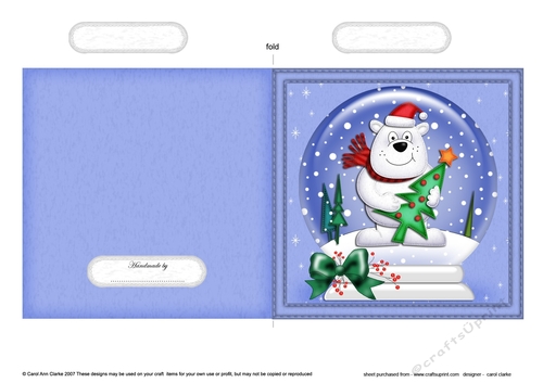 Christmas Snowglobe Quick Cut & Fold Card - Cute Ben Polar Bear