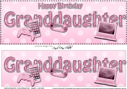 Large DL Happy Birthday GRANDDAUGHTER 3D decoupage