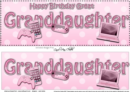 Large DL Happy Birthday GREAT GRANDDAUGHTER 3D decoupage