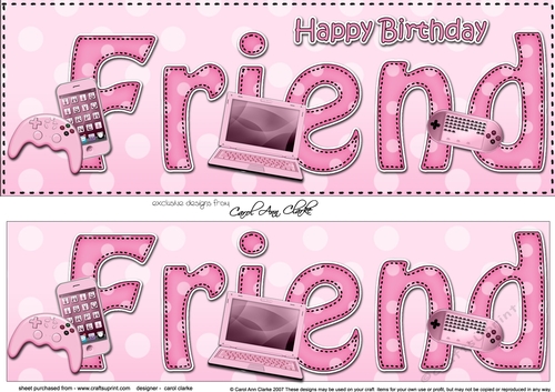 Large DL Happy Birthday FRIEND 3D decoupage