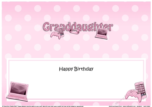 Large DL Happy Birthday GRANDDAUGHTER insert