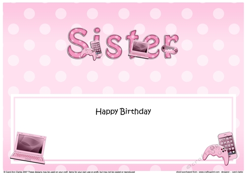 Large DL Happy Birthday SISTER insert