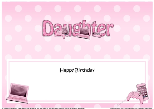 Large DL Happy Birthday DAUGHTER insert