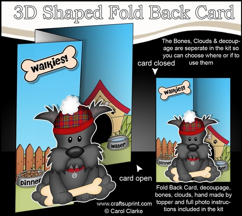3D Shaped No-Hole Fold Back Mini Kit - Little Scottie Dog Hamish