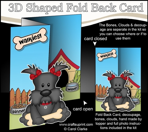 3D Shaped No-Hole Fold Back Mini Kit - Little Scottie Dog Maisie