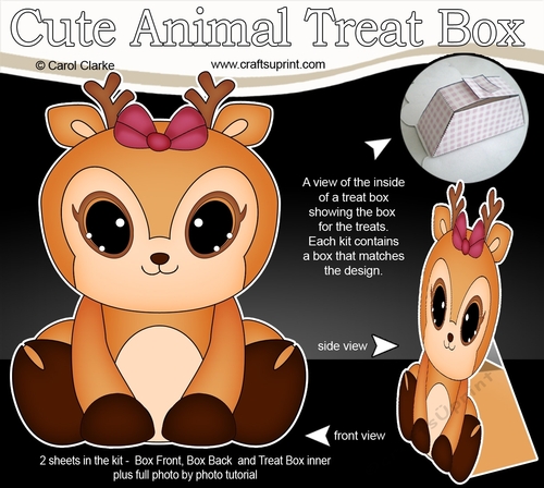 3D Cute Animal Treat Box Gift Set Mini Kit -  Cute Little Reindeer Sprinkles
