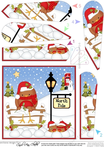 Christmas Robin is at the North Pole Fan Pyramage Topper