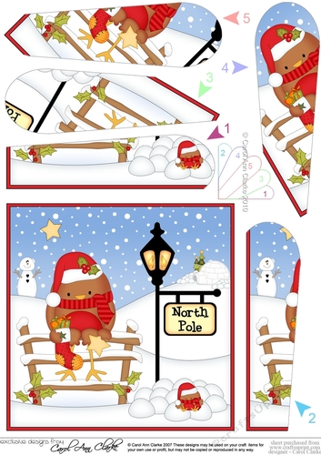 Christmas Robin is at the North Pole Fan Pyramage Topper