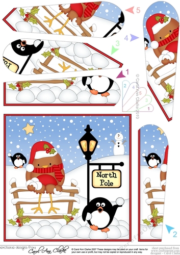Christmas Robin is at the North Pole Fan Pyramage Topper