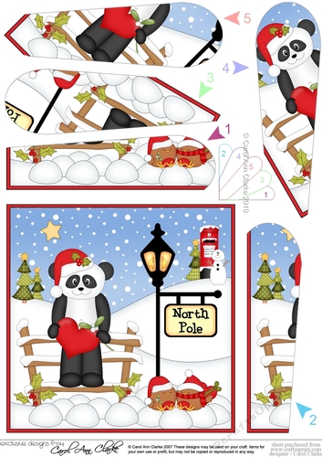 Christmas Panda is at the North Pole Fan Pyramage Topper