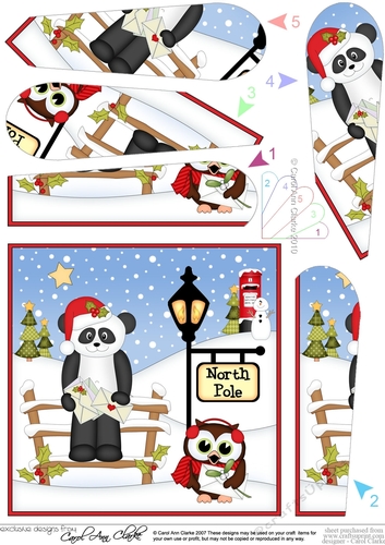 Christmas Panda is at the North Pole Fan Pyramage Topper