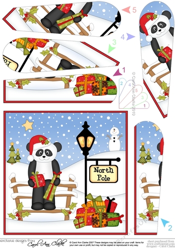 Christmas Panda is at the North Pole Fan Pyramage Topper