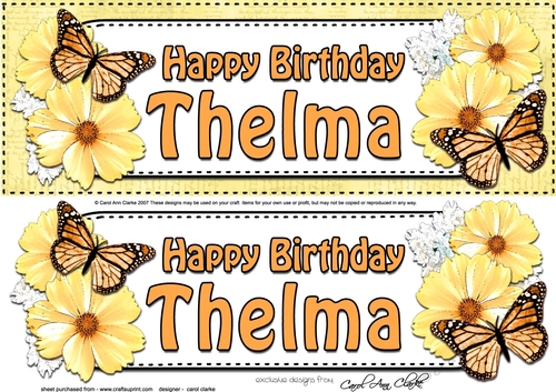Large DL Happy Birthday THELMA 3D decoupage