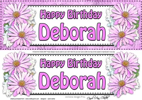 Large DL Happy Birthday DEBORAH 3D decoupage