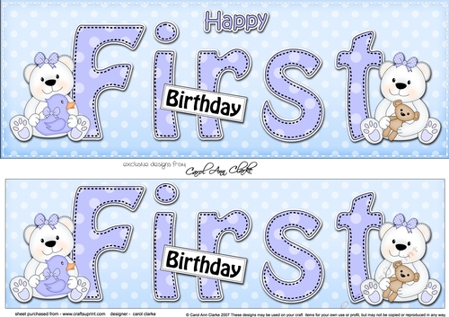 Large DL HAPPY FIRST BIRTHDAY 3D decoupage