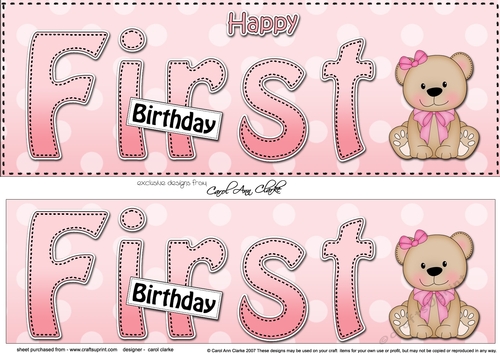 Large DL HAPPY FIRST BIRTHDAY 3D decoupage