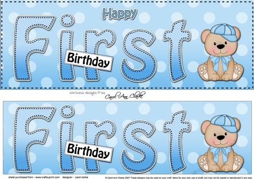 Large DL HAPPY FIRST BIRTHDAY 3D decoupage