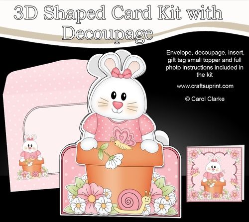 3D Shaped Card  Kit - Flowerpot Friends - Cute Little Bunny Ipsy