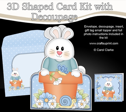 3D Shaped Card  Kit - Flowerpot Friends - Cute Little Bunny Dipsy