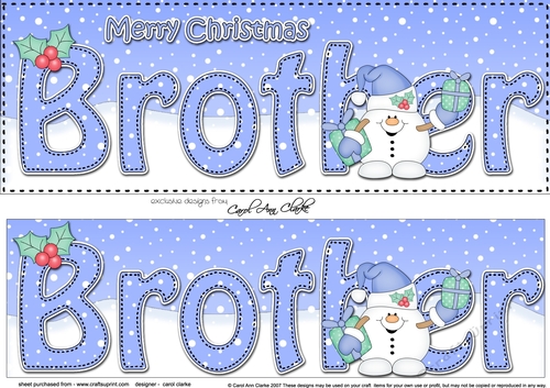Large DL Merry Christmas BROTHER 3D decoupage 