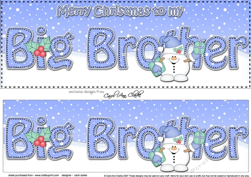 Large DL Merry Christmas TO MY BIG BROTHER 3D decoupage 