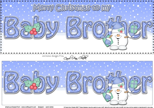 Large DL Merry Christmas TO MY BABY BROTHER 3D decoupage 