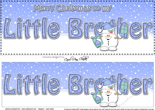Large DL Merry Christmas TO MY LITTLE BROTHER 3D decoupage 