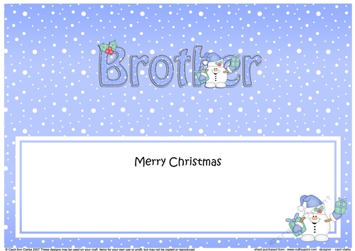 Large DL Merry Christmas BROTHER insert