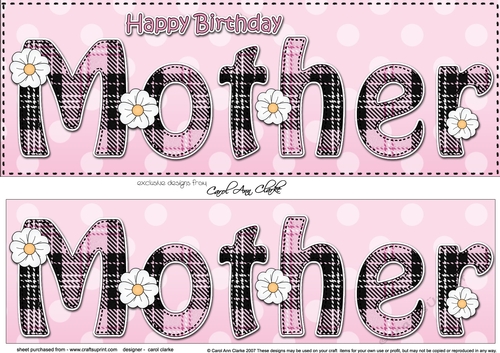 Large DL Happy Birthday MOTHER 3D decoupage