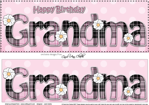 Large DL Happy Birthday GRANDMA 3D decoupage