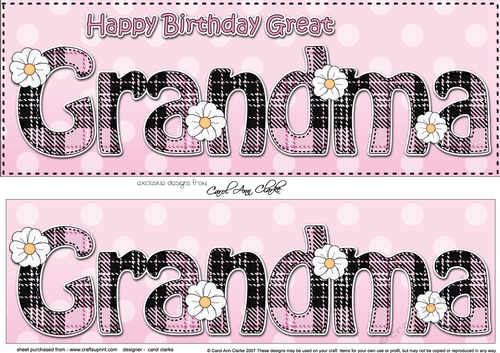 Large DL Happy Birthday GREAT GRANDMA 3D decoupage