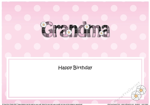 Large DL Happy Birthday GRANDMA insert