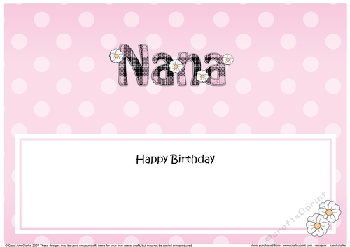 Large DL Happy Birthday NANA insert