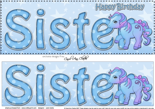 Large DL Happy Birthday SISTER 3D decoupage