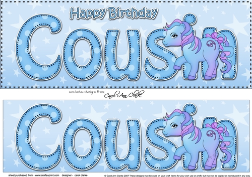 Large DL Happy Birthday COUSIN 3D decoupage